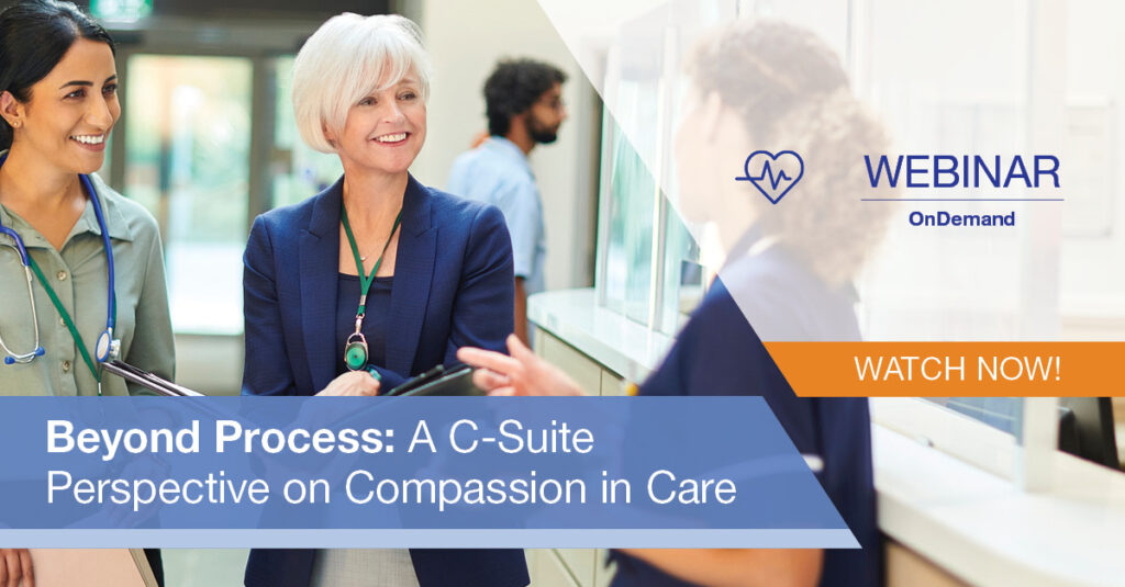 C-suite hospital executive discussing patient care